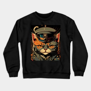 Groovy Army Cat with hat and uniform Crewneck Sweatshirt